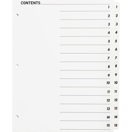 Business Source Table of Content Quick Index Dividers Printed Tab(s), PK15 05857